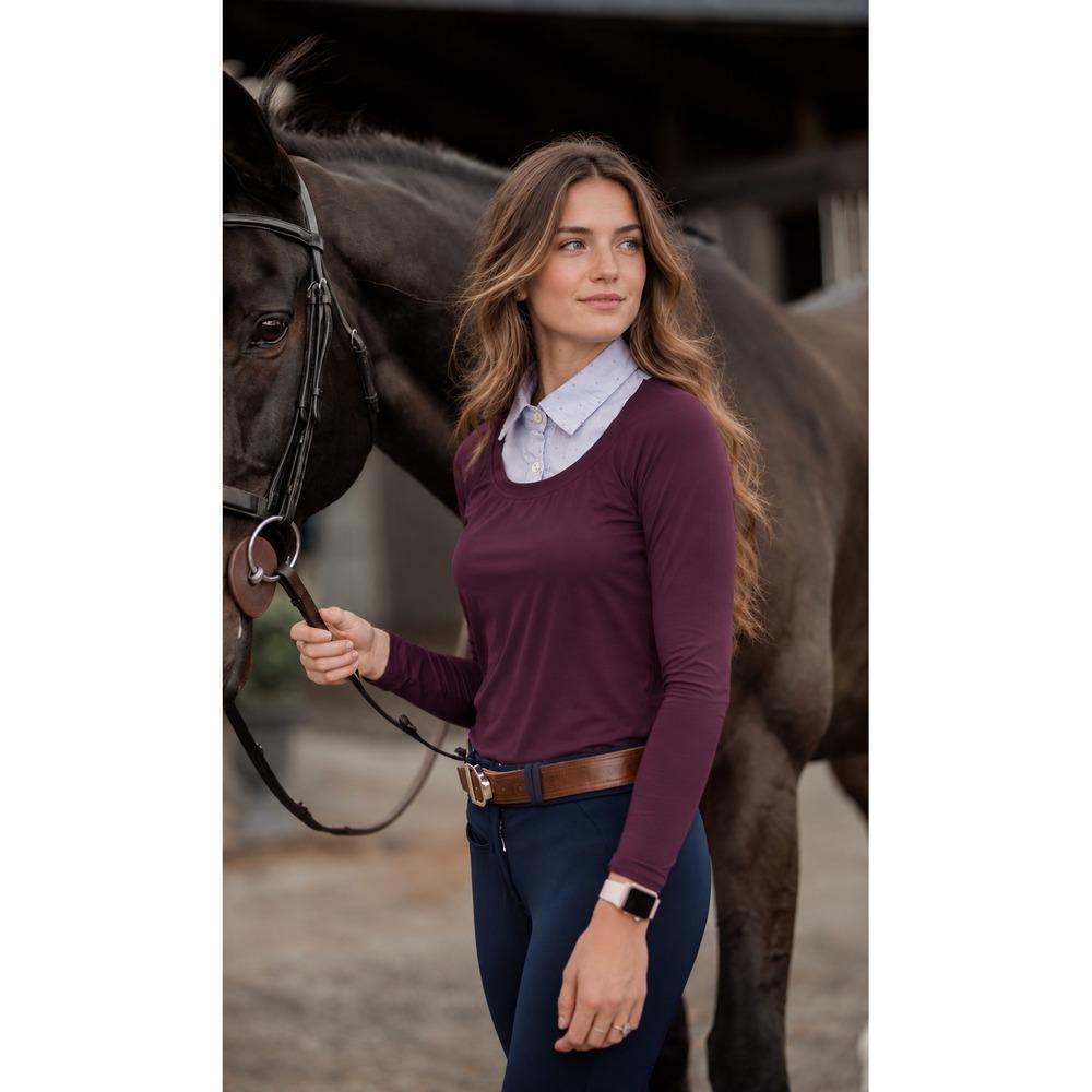 Callidae The Practice Shirt Equestrian Technical Show Top Plum Layered M
